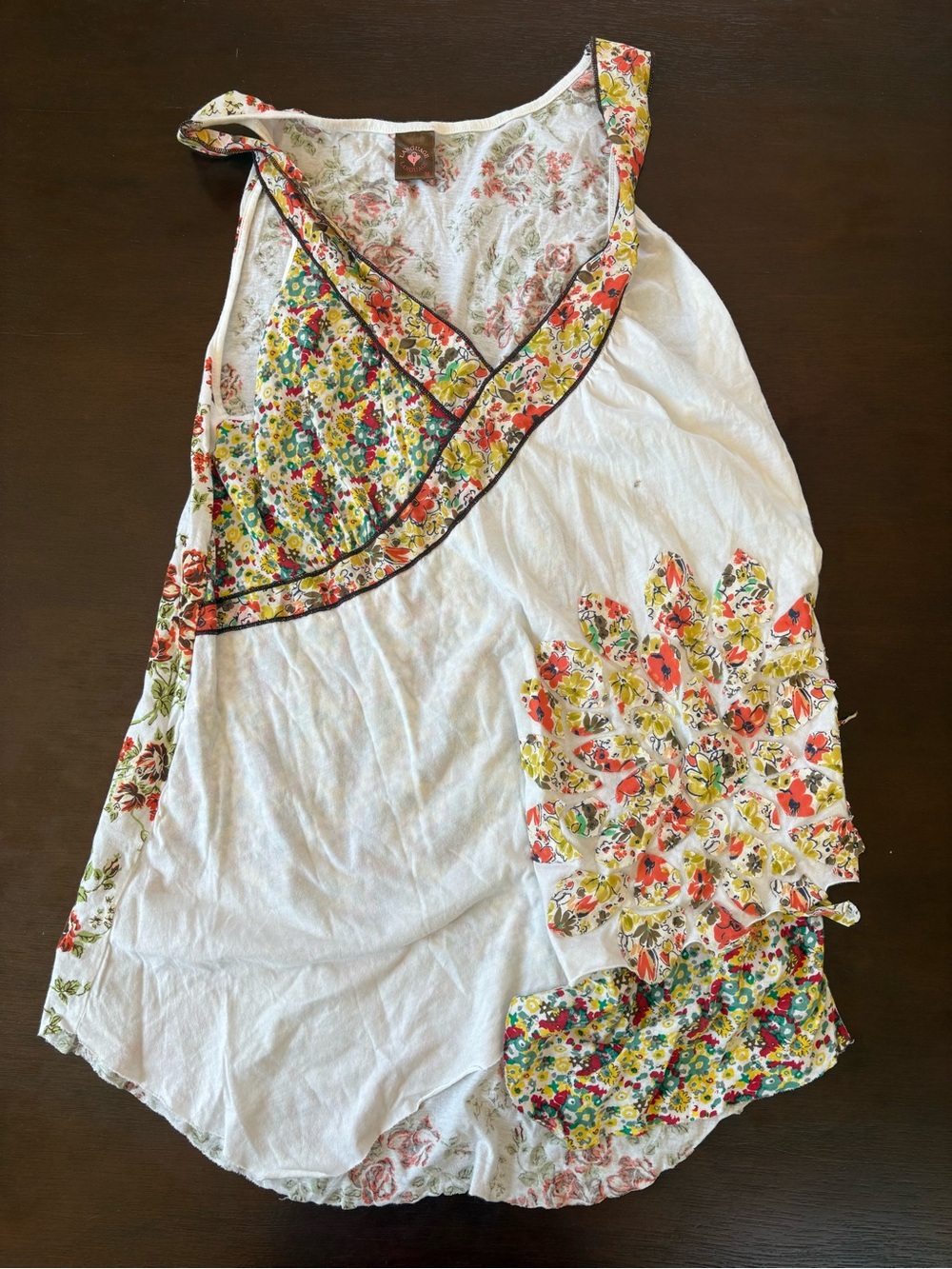 Language White Sundress with Coral & Green Floral Print
